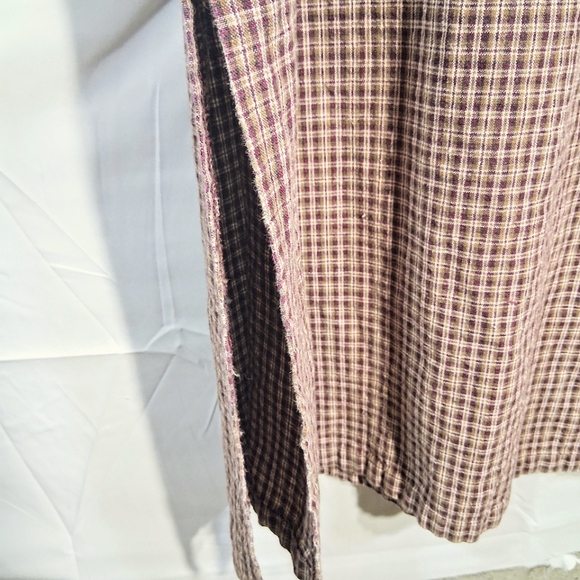 Women's JLNY Maxi Large Cottagecore Prairie Brown Plaid Pinafore Dress - Picture 5 of 8